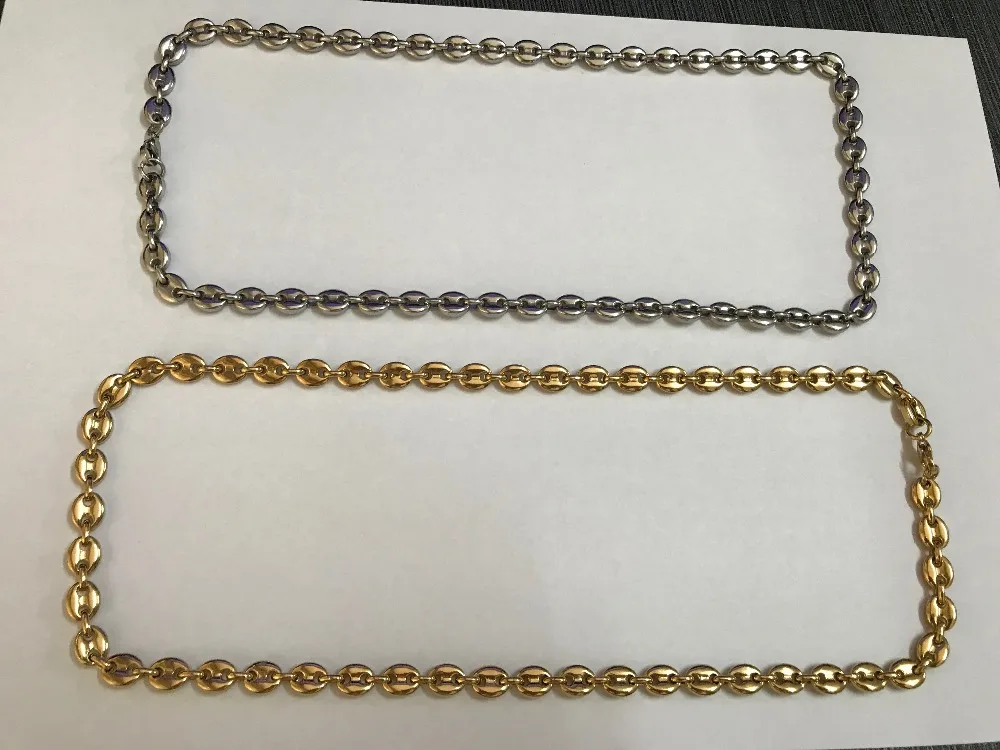 316L Stainless Steel Puffed Mariner Link Chain Choker Necklace Gold Silver Color Men Boys Necklace Jewelry Wholesale