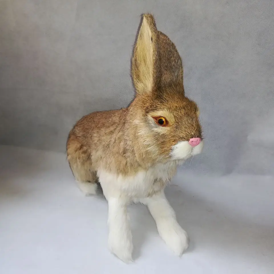 real life toy sqautting rabbit model,polyethylene&furs large 44x35cm toy home decoration birthday gift w0209