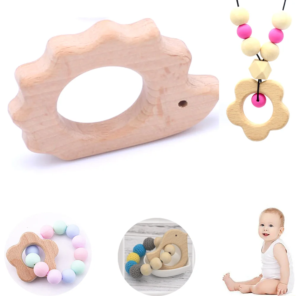 

OlingArt Tooth bite 2pcs beech wooden unfinished Hedgehog animal natural children's toys DIY Eco-friendly jewelry Making