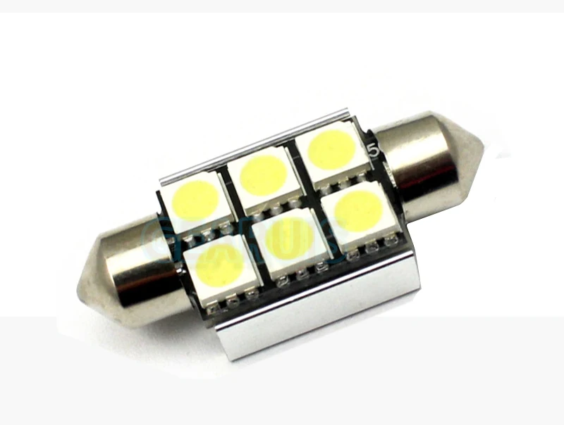 50XCanbus festoon 6 led 36mm 39mm Festoon 6 SMD 5050 LED CANBUS Dome Car Reading License plate Luggage light No Error 12V #LK18