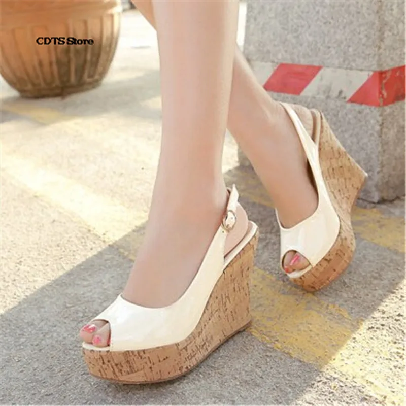 Small Yards:30 31 32 33-Plus Size:42 43 Brand Ladies Wedges Sandals High Heels Platform Ankle Strap Shoes Woman Wedding Pumps