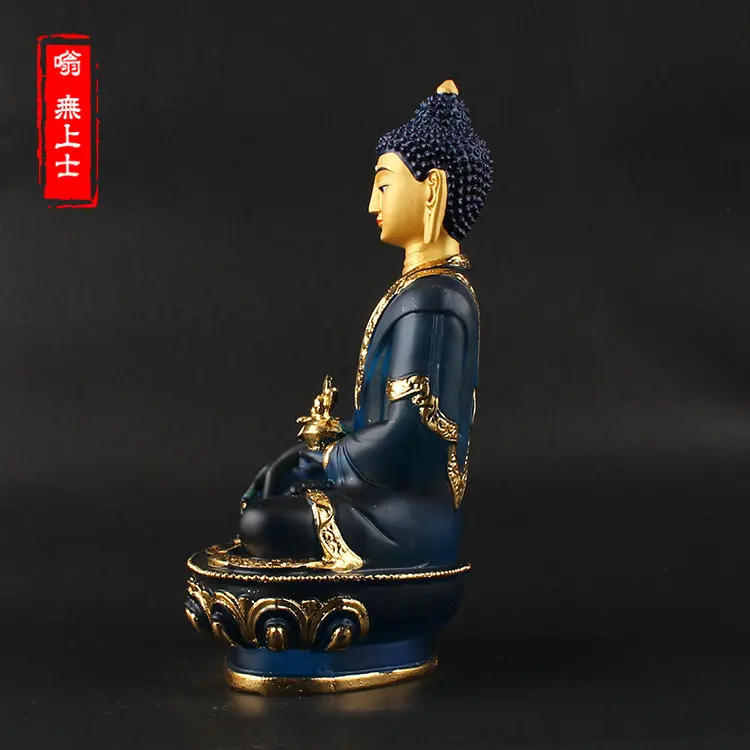 HOME OFFICE patron saint -efficacious Talisman House Protection Tibetan Buddhism gilding Colored Glaze Buddha statue 20 CM