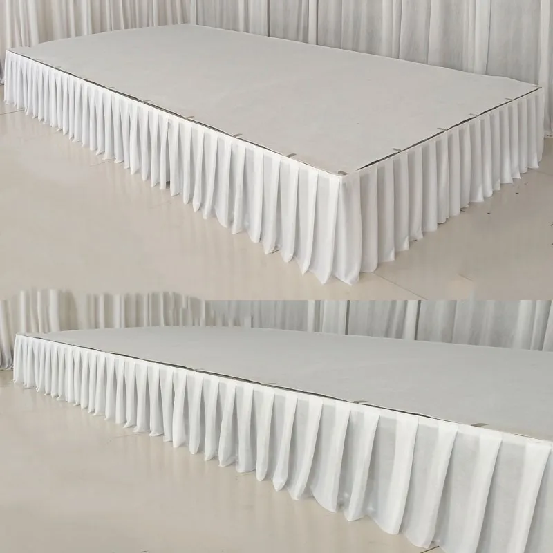 Falda de mesa de gasa de seda de hielo para boda, fiesta, banquete, restaurante, decoración de escenario, rodapiés de mesa blanco para mantel