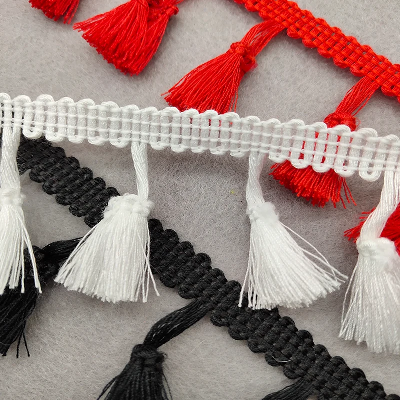 2Yards Lace Ribbon White Tassel Fringe Cotton Ethnic Lace Trim Ribbon Sewing Latin Dress Stage Garment Curtain Decorative Diy