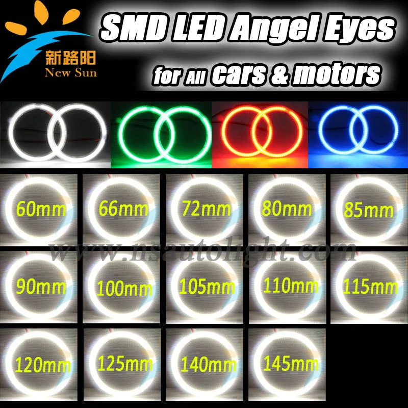 Auto Halo Ring 3014 SMD Headlight 60 65 72 75 80 85 90 95 120 140mm Car Led Angel Eyes Parking Light Kit