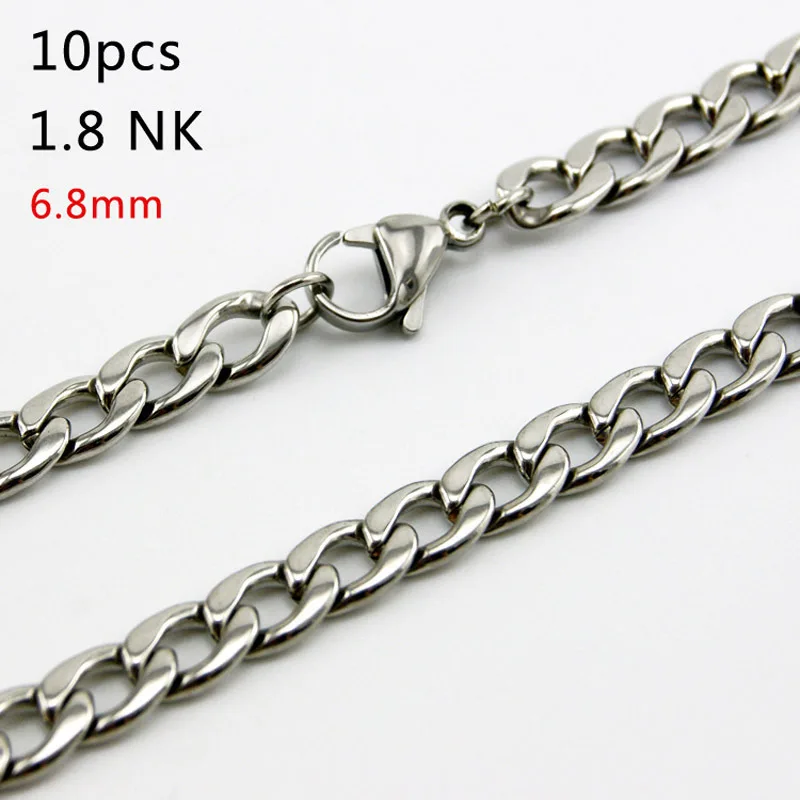 Basic Punk Stainless Steel  Curb Cuban Necklaces For Men Women Link Chain Chokers Solid Metal Jewelry  10pcs