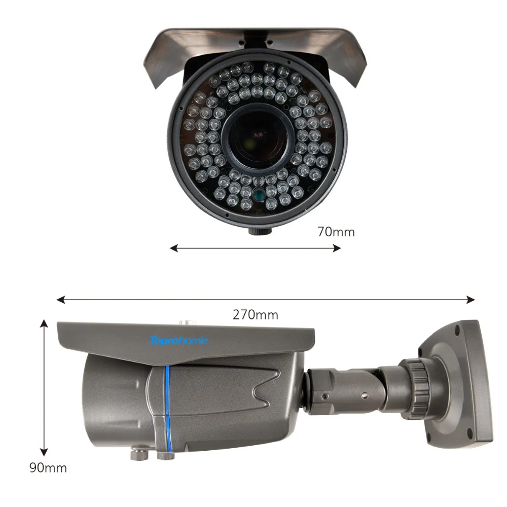 TOPROHOMIE H.265 5MP HD 48V POE IP Camera Outdoor Waterproof Bullet IR Camera 2.8mm-12mm zoom POE IP security Camera Phone View