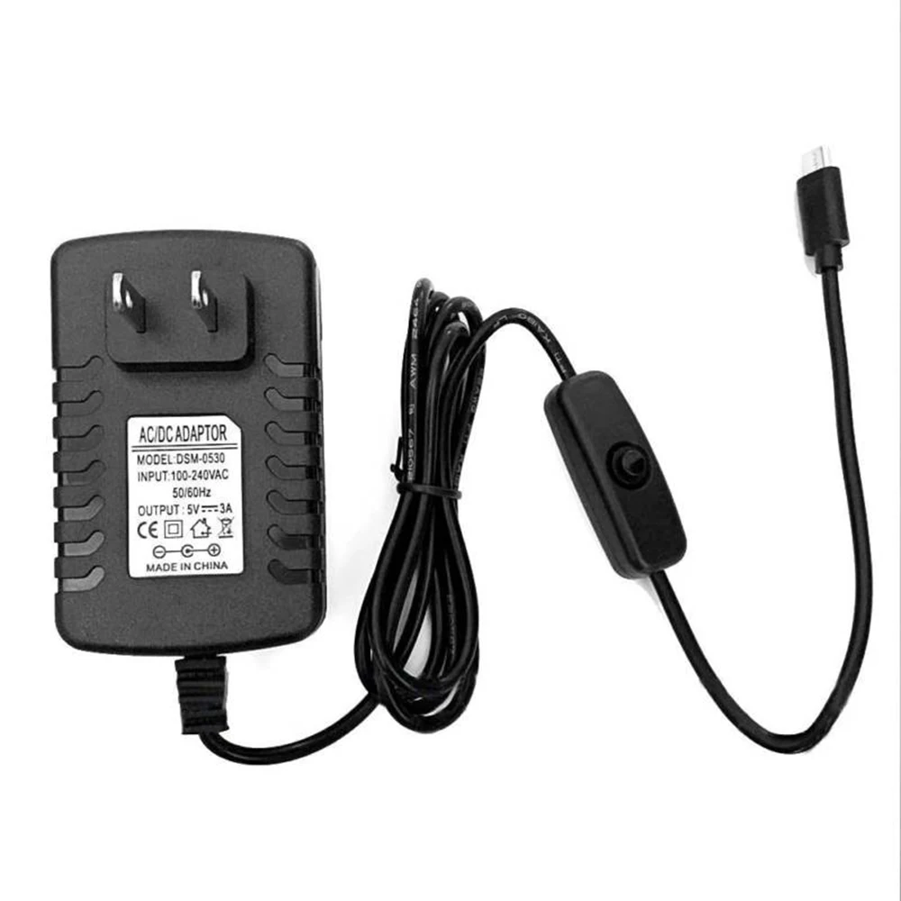 

For Raspberry-PI-3 US-Plug 5V 3A Charger DC/AC Adapter with Switch Button Micro USB for RaspberryPi3 Dropshipping Freeshipping