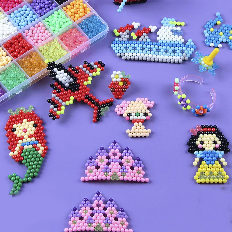 6000pcs 24colors Beads Puzzle Crystal Color DIY Water Spray Beads Set Ball Games 3D Handmade Kids Magic Toys for Children