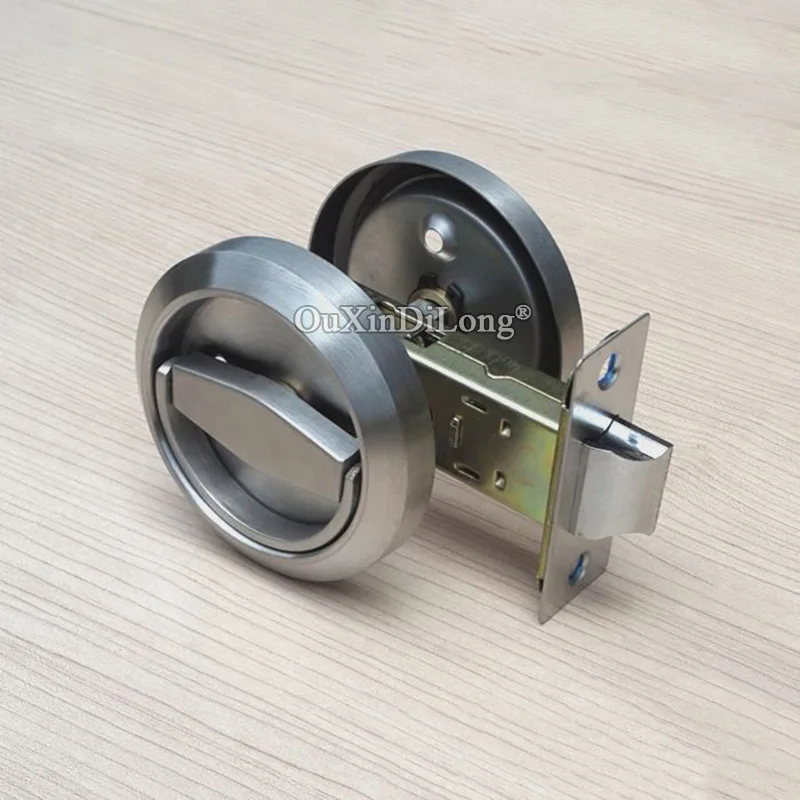 

Stock 304 Stainless Steel Recessed Invisible Cup Handle Privacy Hidden Door Locks Fire Proof Lock Set 3 Colors