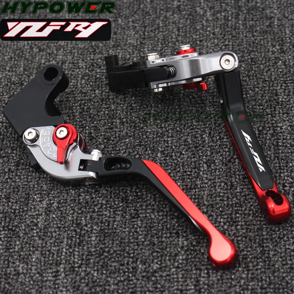 With Logo(YZF R1) Red+Titanium CNC New Adjustable Motorcycle Brake Clutch Levers For Yamaha YZF R1 2009 2010 2011 2012 2013 2014