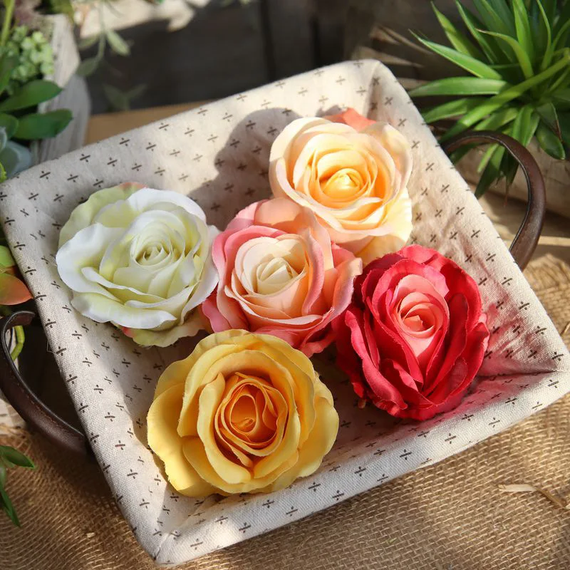 Artificial Flower Head Rose Home Wedding Party Decoration DIY Flower Wall Accessories Photography Props Fake Silk Flower