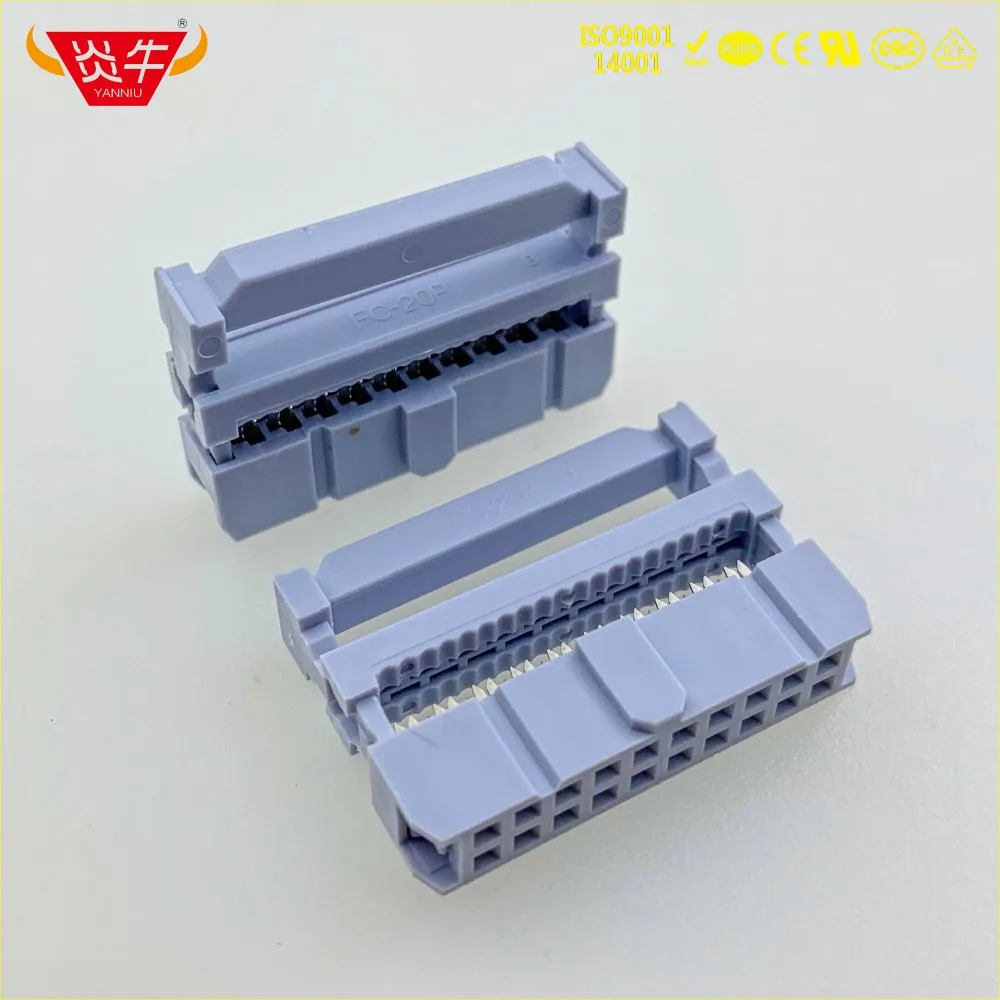 FC-20P Female 2.54mm PITCH DOUBLE 2*10P 20PIN IDC SOCKET CONNECTORS ISP JTAG HEADER FOR FLAT RIBBON CABLE SAMPLE NEXTRON YANNIU