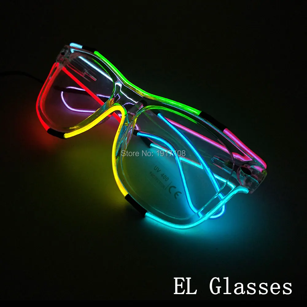 10 pcs Glowing polychrome EL Glasses Flashing LED Glasses Neon Light Masquerade Halloween Supplies For Bar Party Decoration