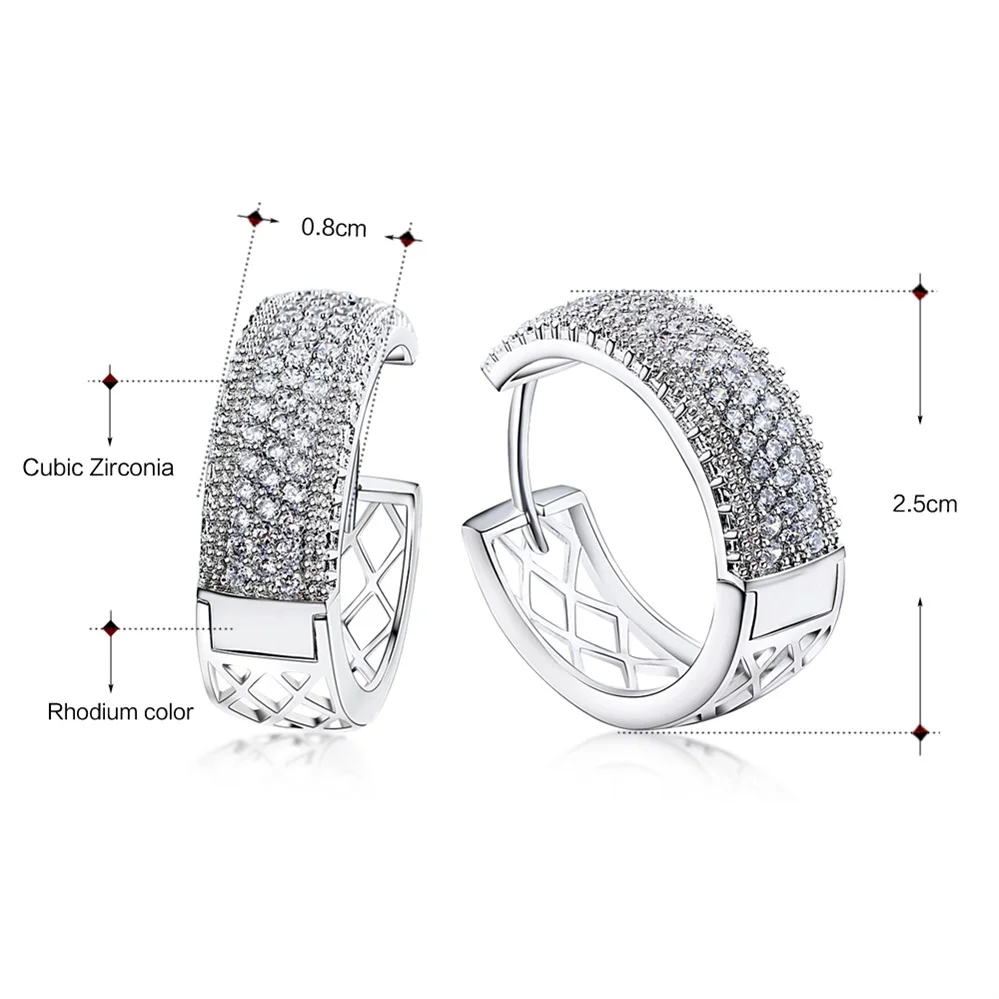 DreamCarnival 1989 New Arrivals Big Hoop Earrings for Women Rhodium Color Half White Cubic Zirconia Brinco Argola Moda SE24114