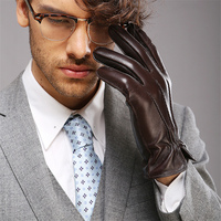 New Arrival Goatskin Men Gloves Warmth Winter Genuine Leather Glove Fashion Wrist Thicken Griving Solid Real M014WC