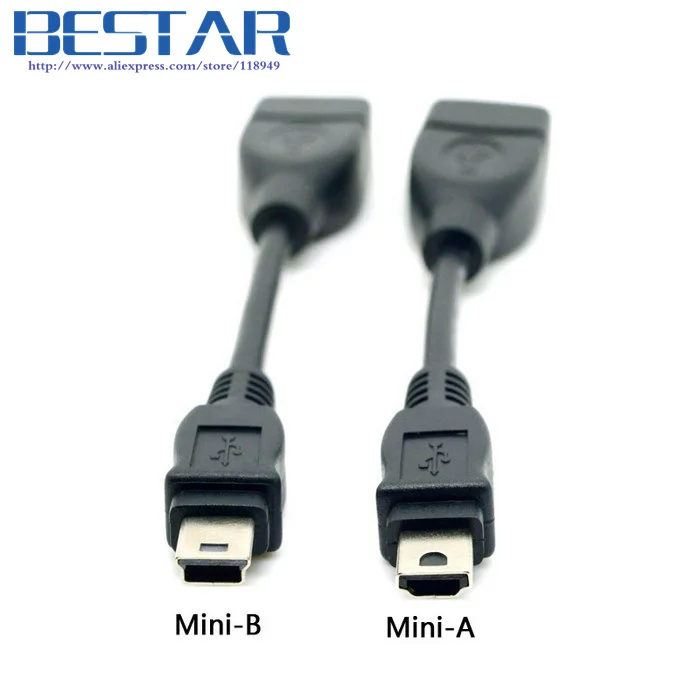 Mini USB Type A & Type B to USB Female OTG Cable for Handycam DV DC & Tablet