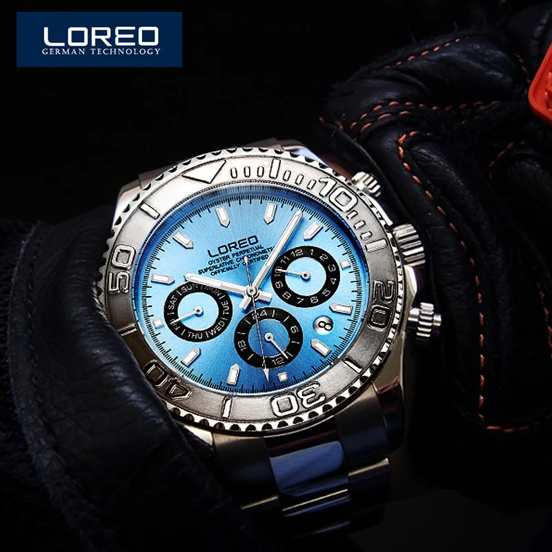 200m Waterproof Diving Automatic watches men self wind LOREO Luxury brand Multifunction Mechanical Watch Sapphire Luminous Watch