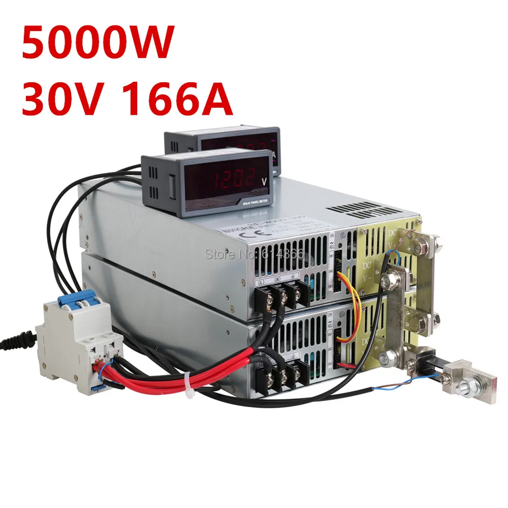 

5000W 30V Power Supply 0-30V Adjustable Power 30VDC AC-DC 0-5V Analog Signal Control SE-5000-30 Power Transformer 30V 166A ONOFF