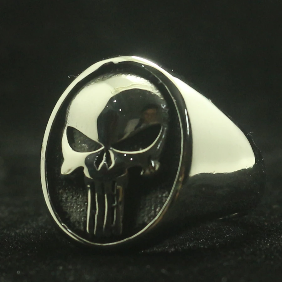 Size 7 To Size 15 Mens Boys 316L Stainless Steel Cool The Punisher Ring Newest