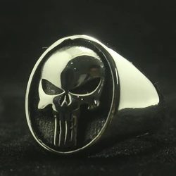 Size 7 To Size 15 Mens Boys 316L Stainless Steel Cool The Punisher Ring Newest