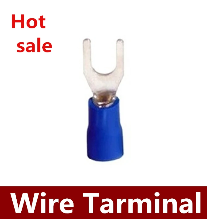 High Quality    500pcs/lot    SV2-3.2 Fork Type Pre Insulated Wiring Terminals Blue  AWG