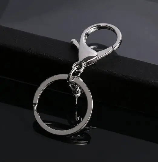 20pcs 30mm Lobster Clasp Keychain Key Chains Hook Keyrings Round Golden Silver-Plate for Jewelry Making