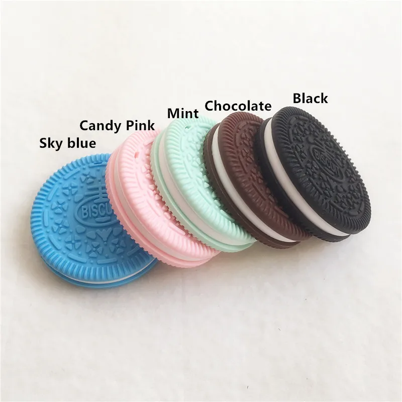 

Chenkai 5PCS BPA Free Silicone Cookie Pendant Teether Baby Shower Biscuit Pacifier Dummy Teething Nursing Necklace Jewelry Toy