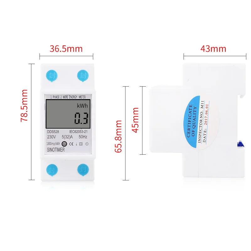 Home DIN Rail LCD Digital Display Power Consumption kWh Meter Single Phase Energy Meter Watt Wattmeter  230V AC 50Hz