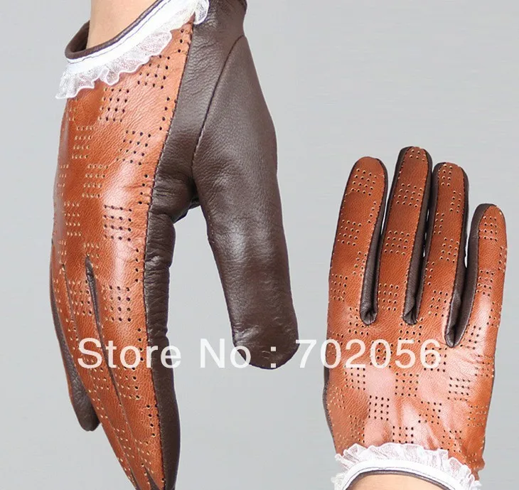 

FASHION Five Finger Leather half/palm gloves leather half palm gloves Lambskin 12pair/lot #3142