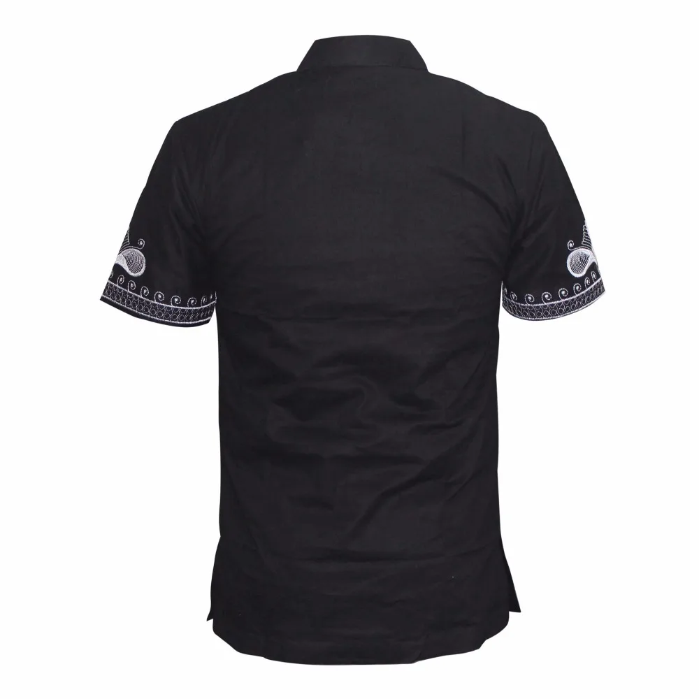 Brand Mr Hunkle African Men\'s T-shirt Short Sleeve Stand Neck Smart Casual Shirts Emboridery Dashiki Top Tees