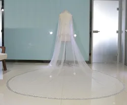 Velos de novia de dos capas, velo de boda largo de alta calidad, con peines, imagen Real
