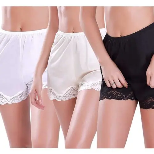 Women Premium Nylon Daywear Bloomer Slip Pants With Lace Safety Shorts Pants Trim Under Briefs Shorts Slips Ice Silk Home M-XXXL