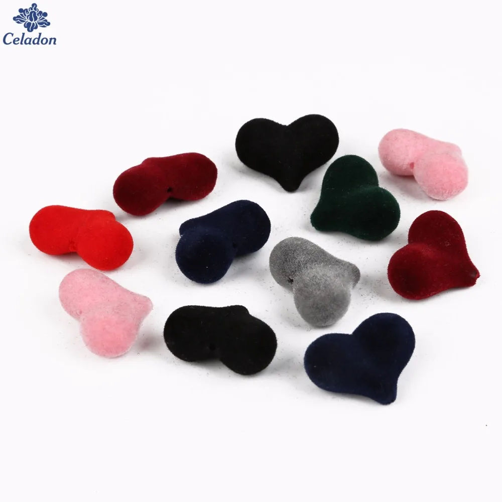 

Hot Hole Bent heart-shaped Approx 1.5mm 10-20pcs/bag Velvet Beads Charm for DIY Necklace Earring Jewelry Findings Making