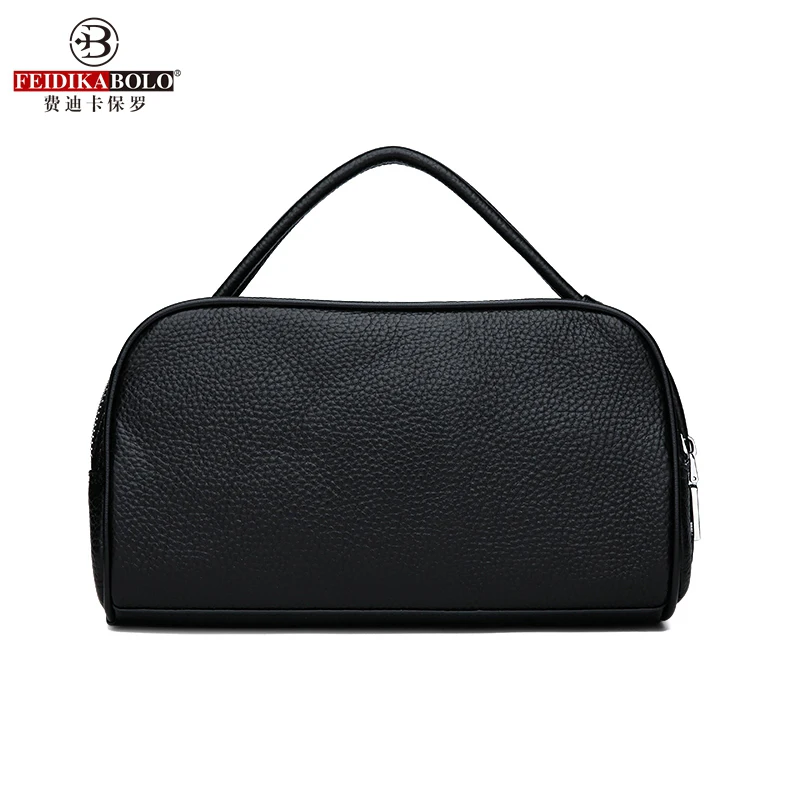Hot Selling Genuine Cow Leather Men Clutch Bag Double Zipper Men\'s Clutch Fashion Cowhide Business Men Purse Male Mobile Wallets