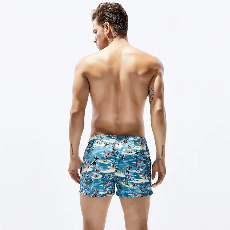 Calça casual para praia de verão masculina, shorts estampados, secagem rápida, roupa nova