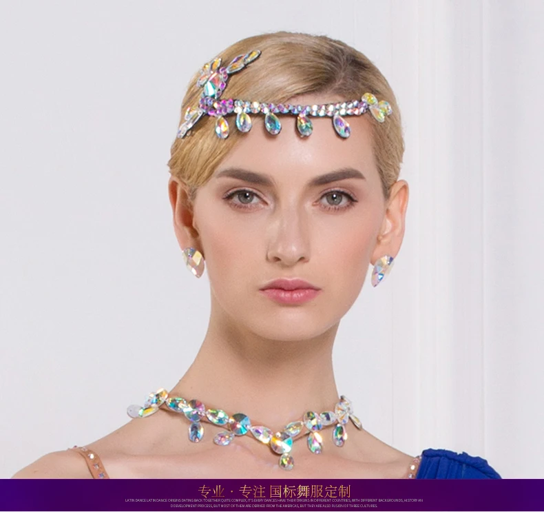 Lady New Modern Dance Headgear Girls National Standard Headpiece Latin Match Diamond Accessory Dancing Rhinestone Headwear B6591