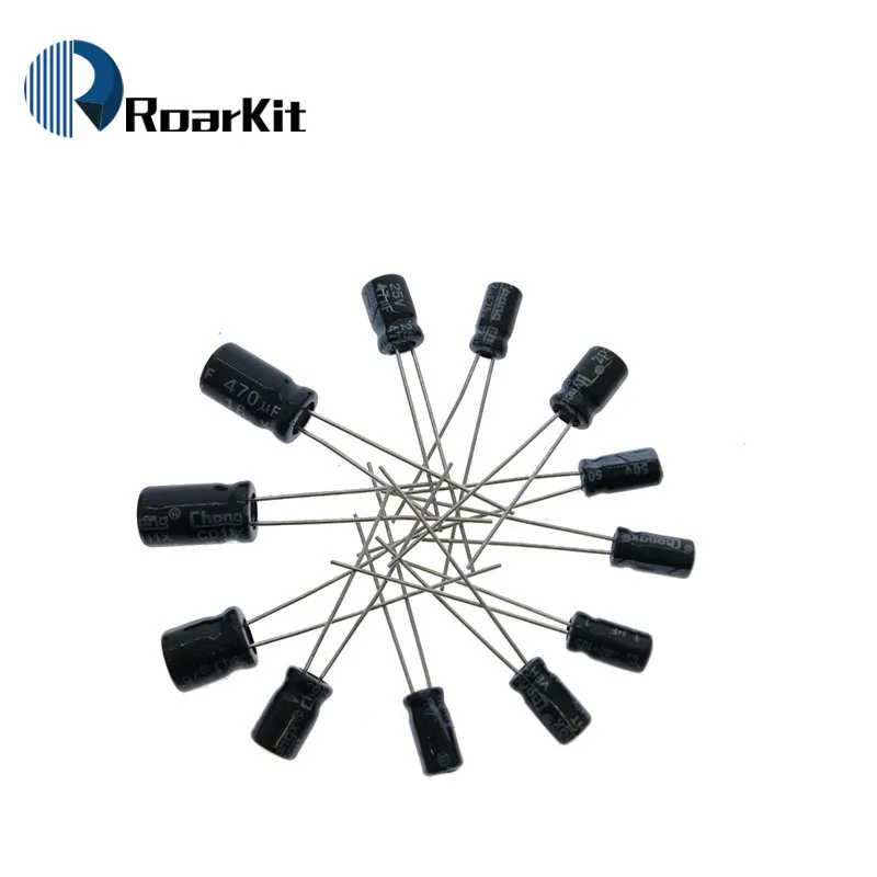 Комплект суперконденсаторов 120 шт., 12 значений, 50 в, 16 В, 0,22 мкФ-470 мкФ, 4*7 мм, 5X, 7 мм, алюминиевый электролитический пакет, набор электролитических конденсаторов