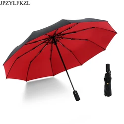 JPZYLFKZL-paraguas plegable automático para hombre y mujer, sombrilla grande de lujo a prueba de viento, paraguas para hombre y mujer, pintura negra de lluvia