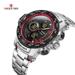 Mizums Mens Analog Watch Luxury Brand Sport Waterproof Quartz Watches Stainless Steel Band Male Clock Digital Relogio Masculino