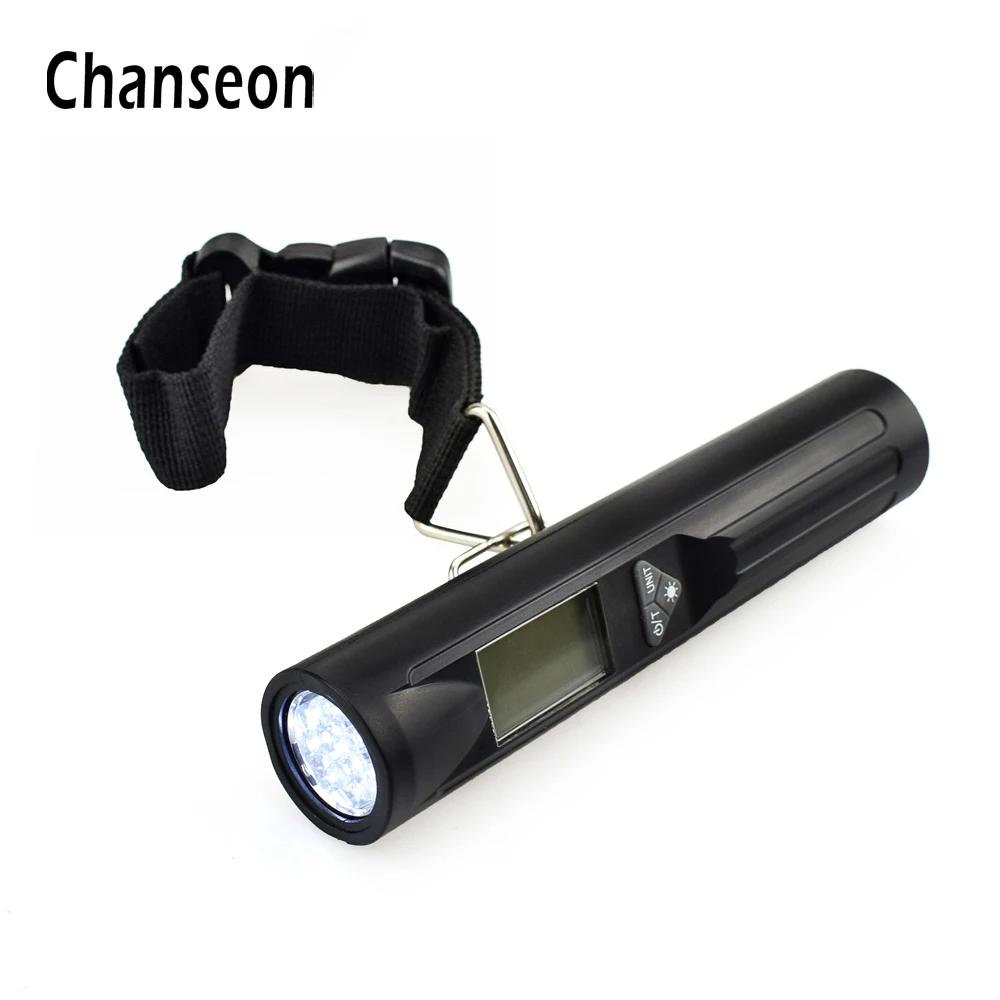 Chanseon 50kg x 10g LCD Digital Travel Weight Electronic Fishing Luggage Scale Precision Weighing Hanging Scale with Flash Light