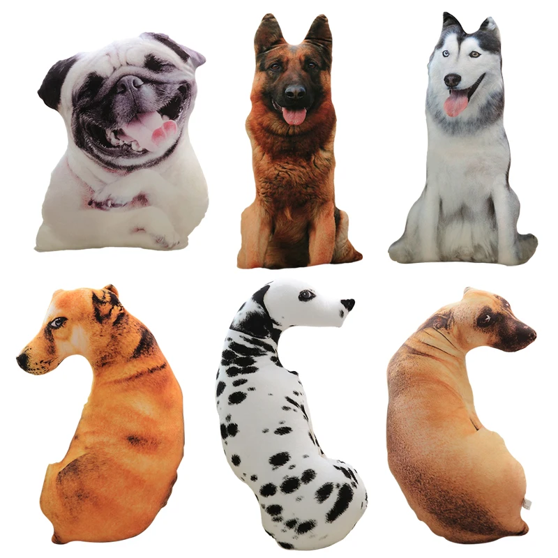 50cm Cute Simulation Dog Plush Toy 3D Printing Stuffed Animal Dog Plush Pillow Stuffed Cartoon Cushion Kids Doll Home Decro Gift