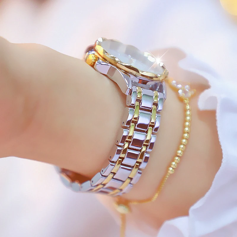 Relojes elegantes con diamantes de imitación para mujer, pulsera de oro, marca de lujo, 2024