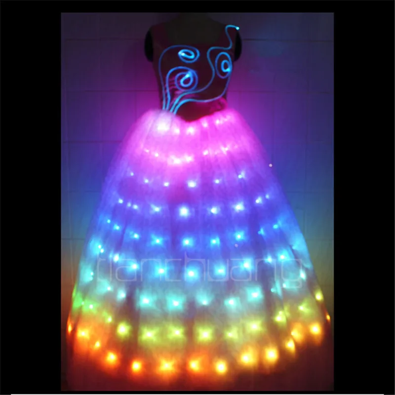 TC-49 Light LED colorful costumes Full color bar cloth skirt wear programmable LED ballroom dance women sexy dress performance