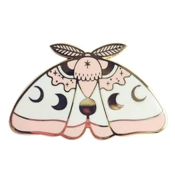 Celestial moth enamel pin moon phase brooch magic pagan wicca badge gothic art accessory