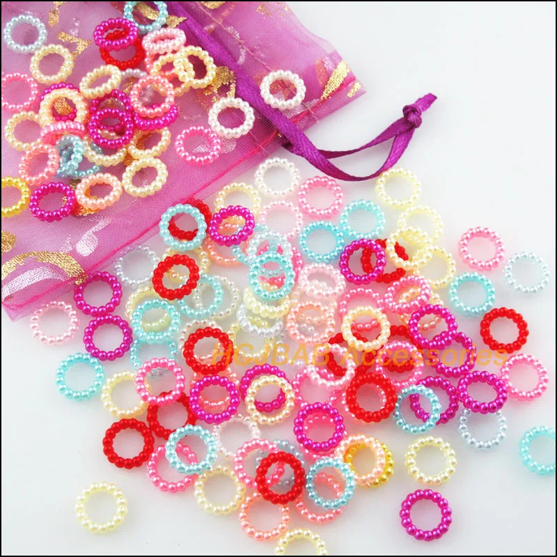 250Pcs Mixed Round Circle Acrylic Plastic Spacer Beads Charms 10mm