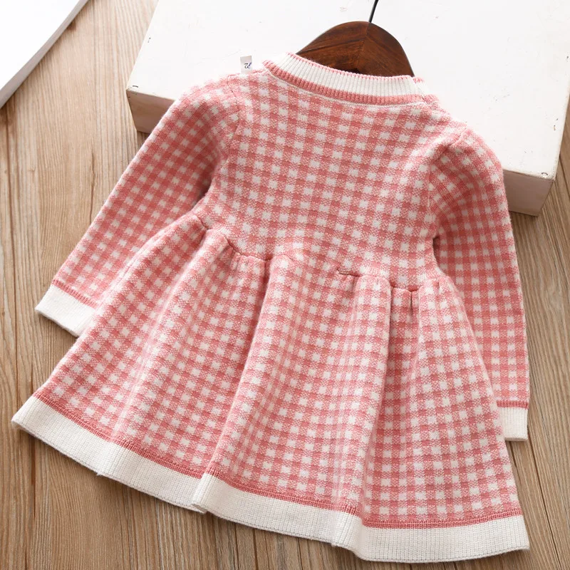 Girls Plaid Sweater Dress 2020 autumn winter children Toddler baby clothes dress for girl Kids princess party Christmas Dresses