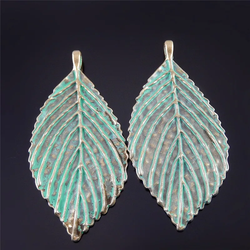 5PCS Retro Antique Bronze Patina Plated Leaf Charms Jewelry Making Accessory Metal Pendant Handmade Crafts Finding