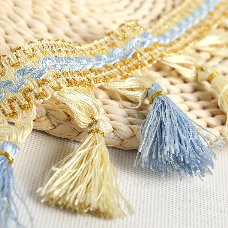 XWL 15Yards/Lot Golden Wire Polyester Tassel Fringes Trim Curtain Lace Accessories DIY For Sofa Table Cloth Ribbons Home Decor