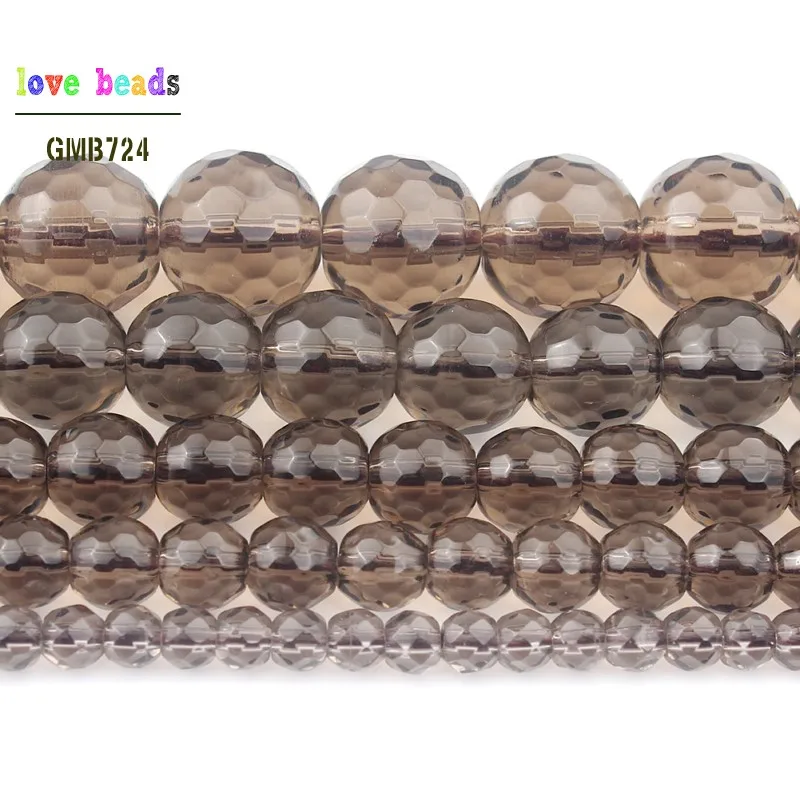 Faceted smoky quartzs transparent glitter glass crystal beads jewelry making round loose beads Diy bracelet necklace jewelry